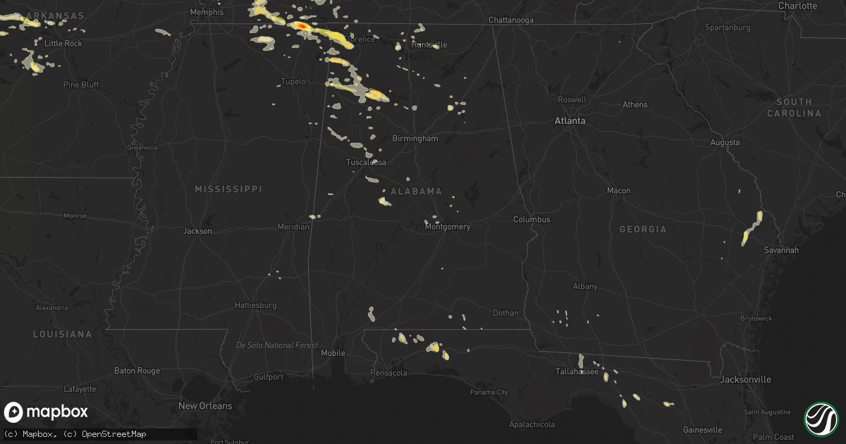Hail map in Alabama on June 7, 2014