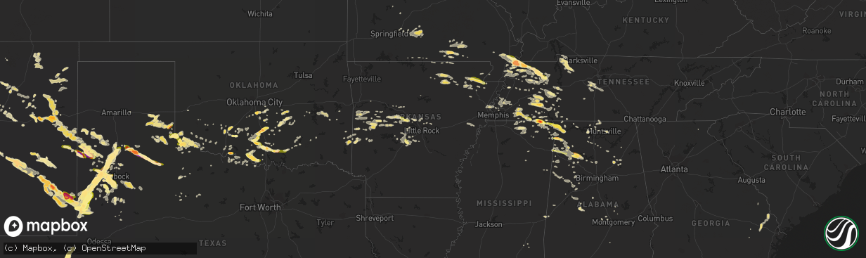 Hail map in Arkansas on June 7, 2014