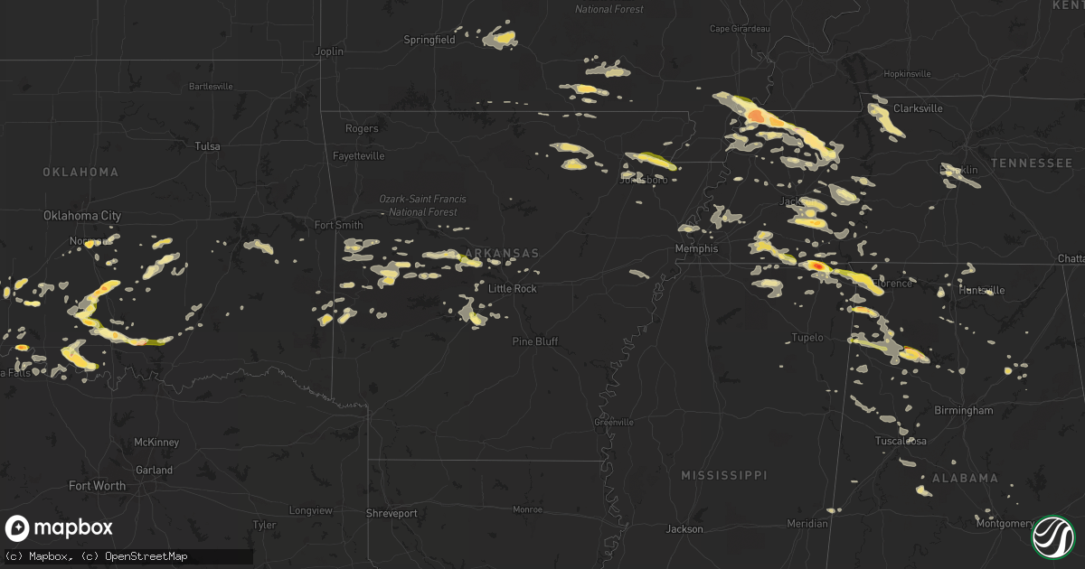 Hail map in Arkansas on June 7, 2014