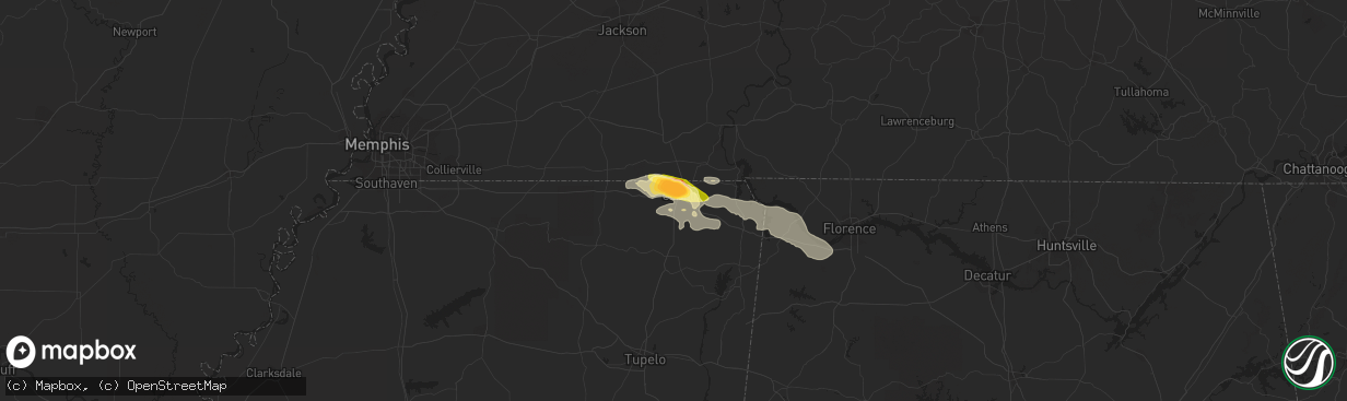 Hail map in Corinth, MS on June 7, 2014