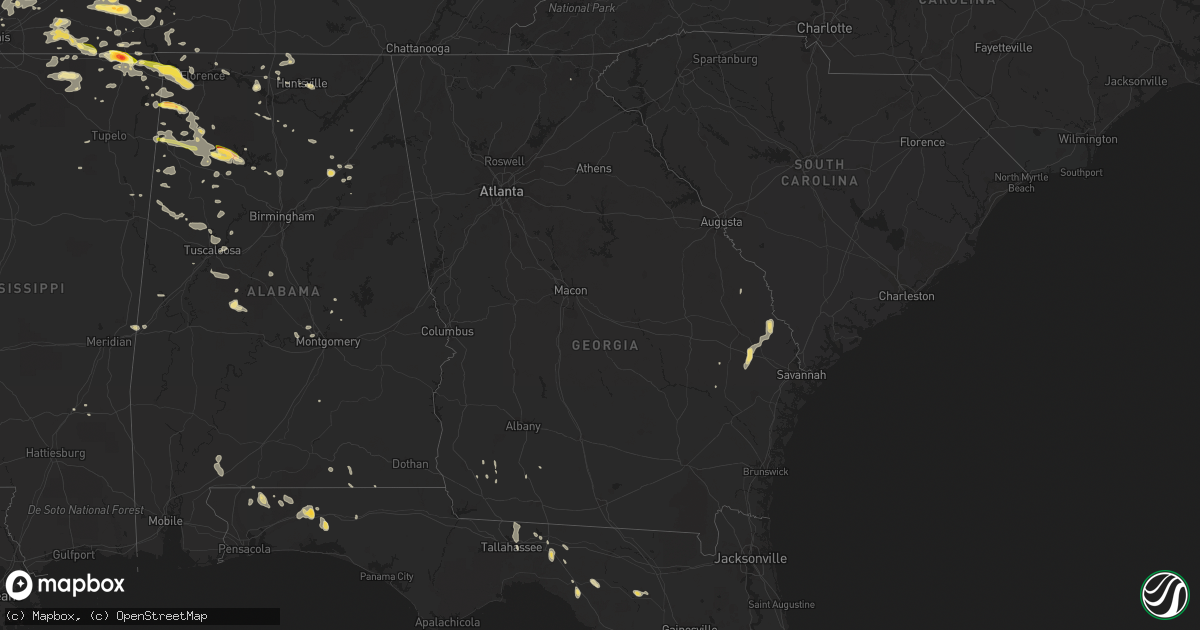 Hail map in Georgia on June 7, 2014