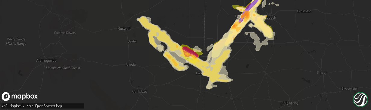 Hail map in Lovington, NM on June 7, 2014