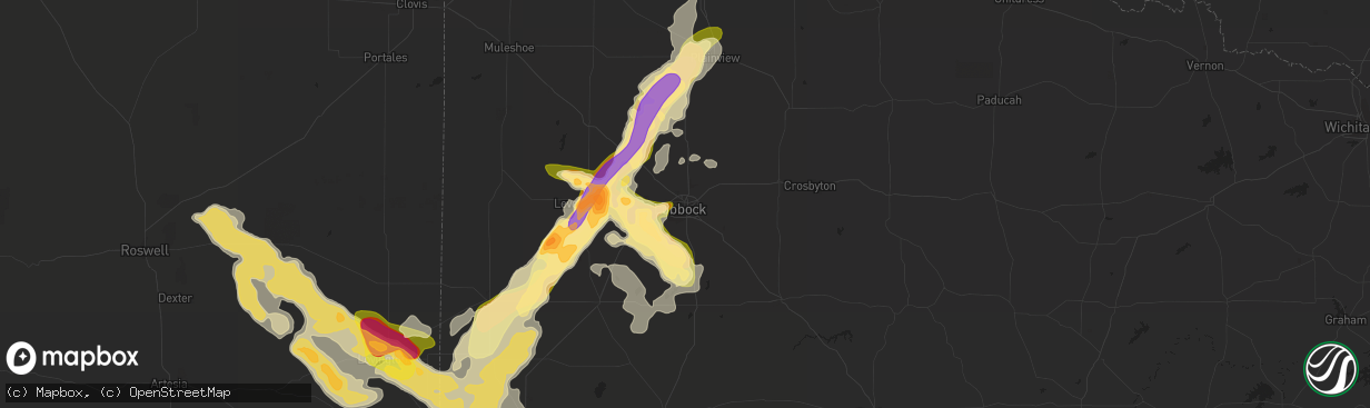 Hail map in Lubbock, TX on June 7, 2014