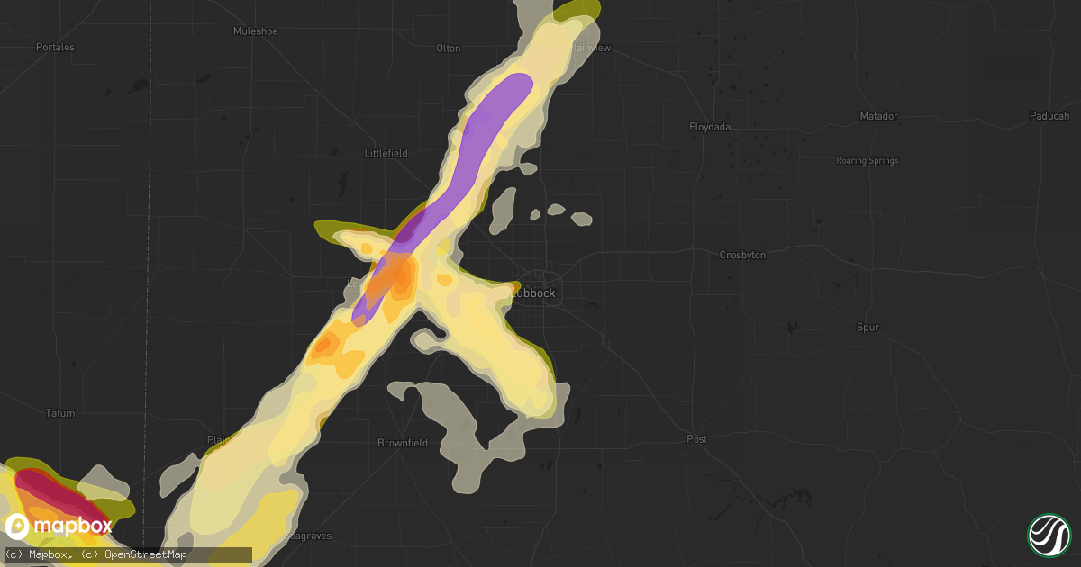 Hail map in Lubbock, TX on June 7, 2014