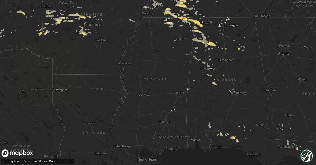 Hail map in Mississippi on June 7, 2014