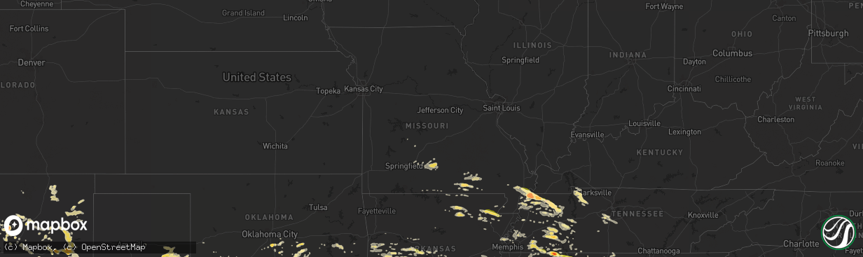 Hail map in Missouri on June 7, 2014