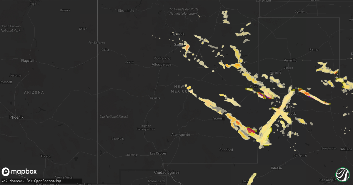 Hail map in New Mexico on June 7, 2014