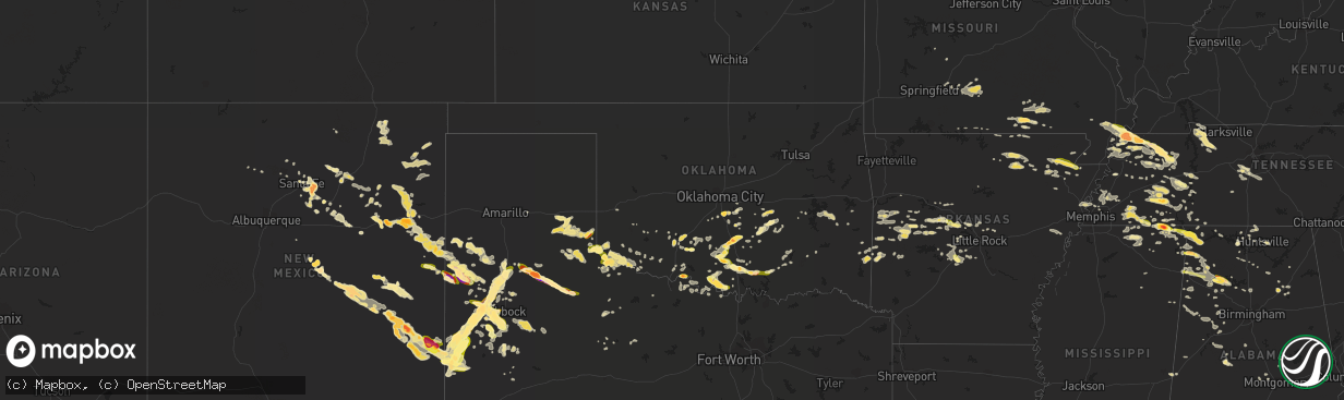 Hail map in Oklahoma on June 7, 2014