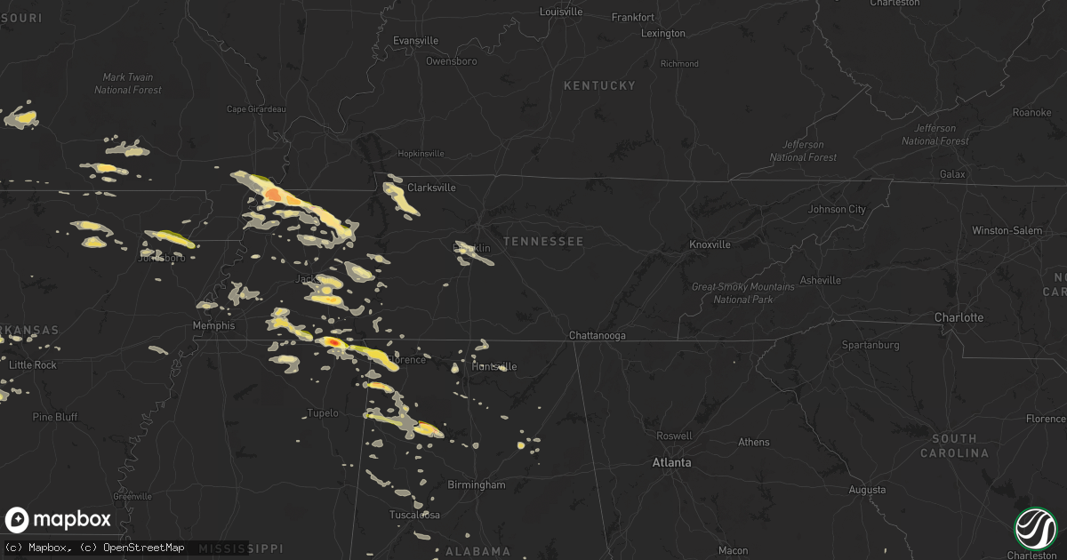 Hail map in Tennessee on June 7, 2014