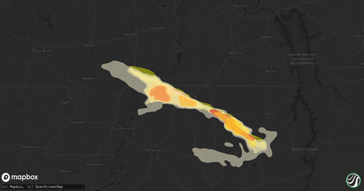 Hail map in Union City, TN on June 7, 2014