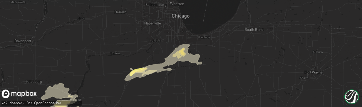 Hail map in Beecher, IL on June 7, 2015