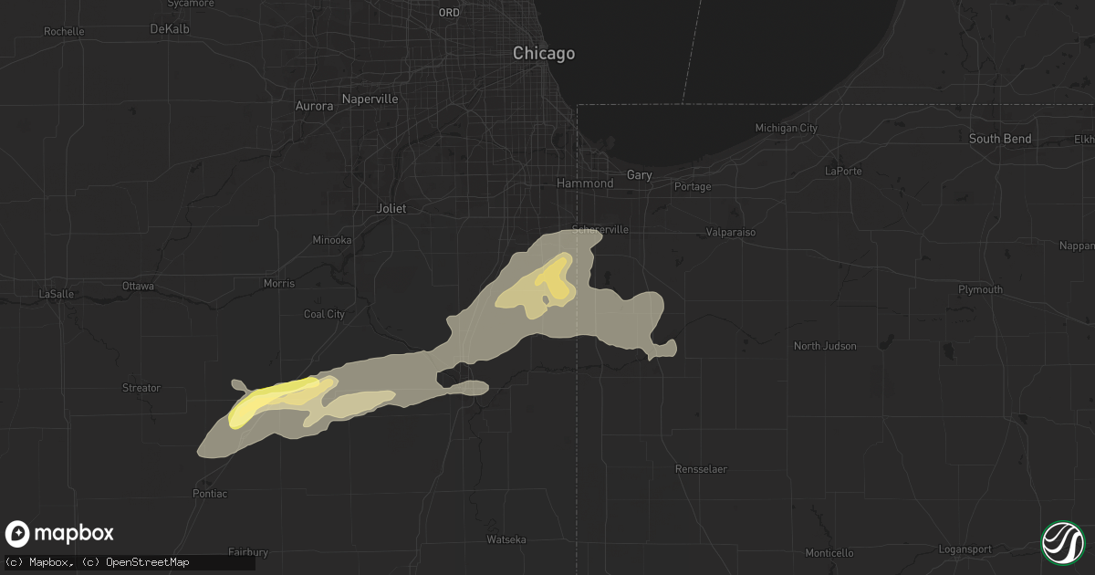 Hail map in Beecher, IL on June 7, 2015
