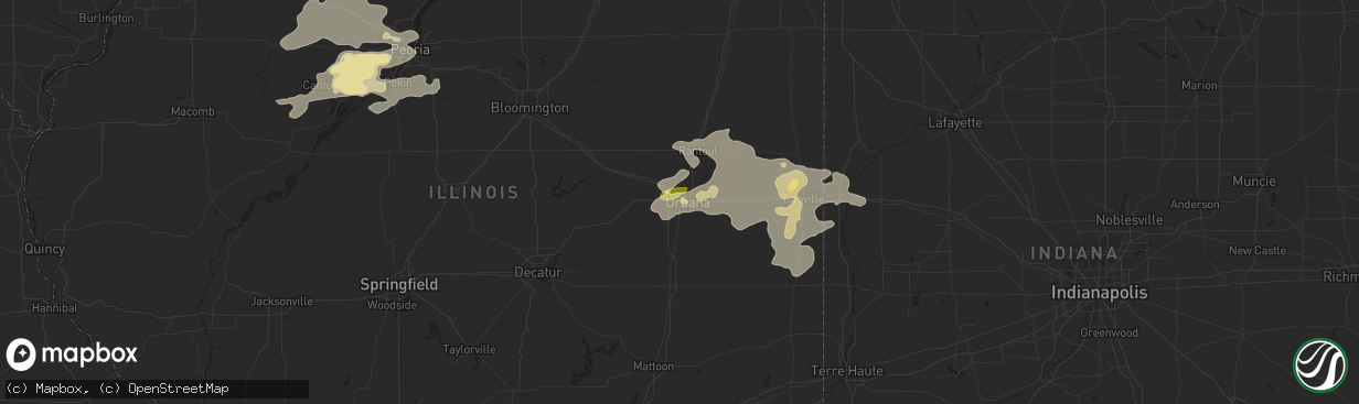 Hail map in Champaign, IL on June 7, 2015