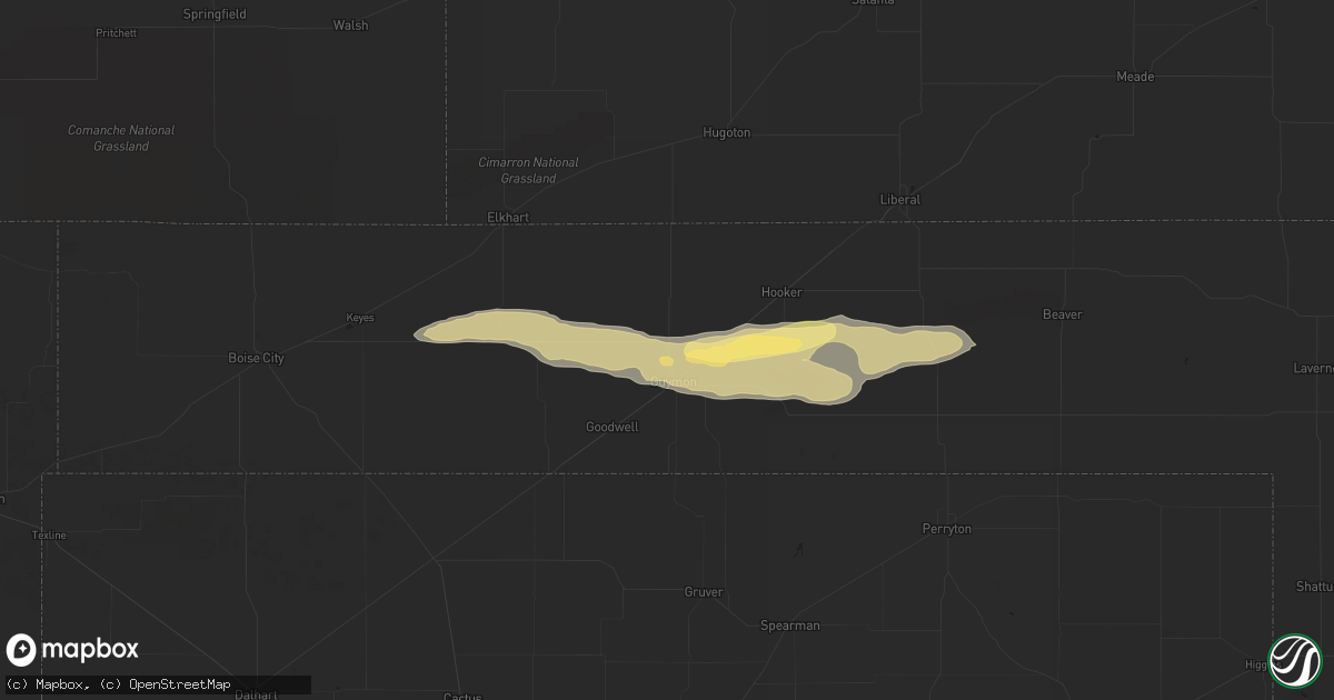 Hail map in Guymon, OK on June 7, 2015