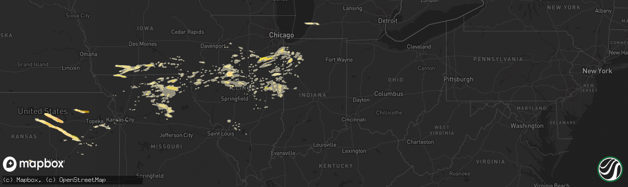 Hail map in Indiana on June 7, 2015