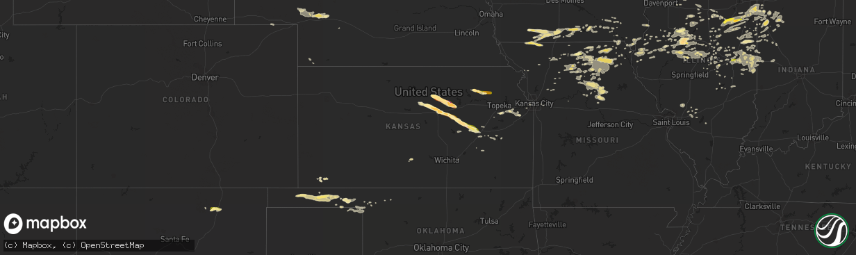 Hail map in Kansas on June 7, 2015