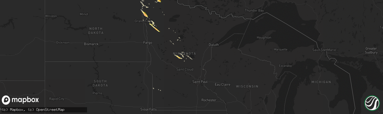 Hail map in Minnesota on June 7, 2015