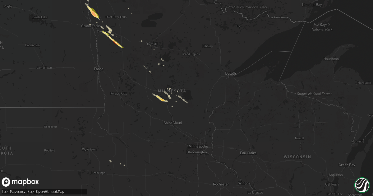 Hail map in Minnesota on June 7, 2015