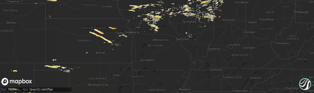 Hail map in Missouri on June 7, 2015