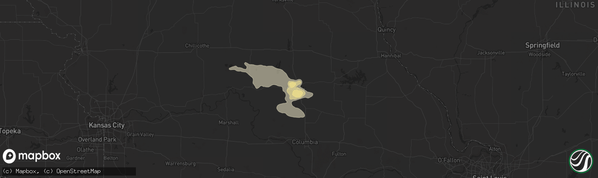 Hail map in Moberly, MO on June 7, 2015