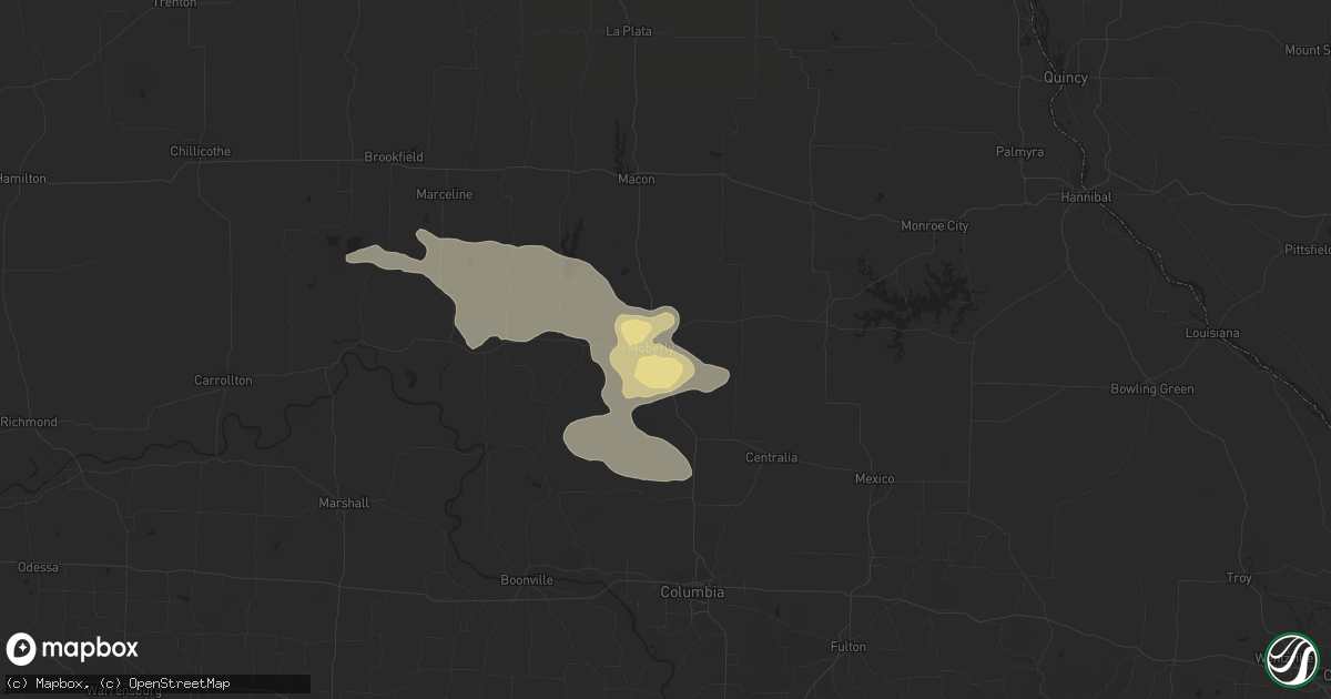 Hail map in Moberly, MO on June 7, 2015