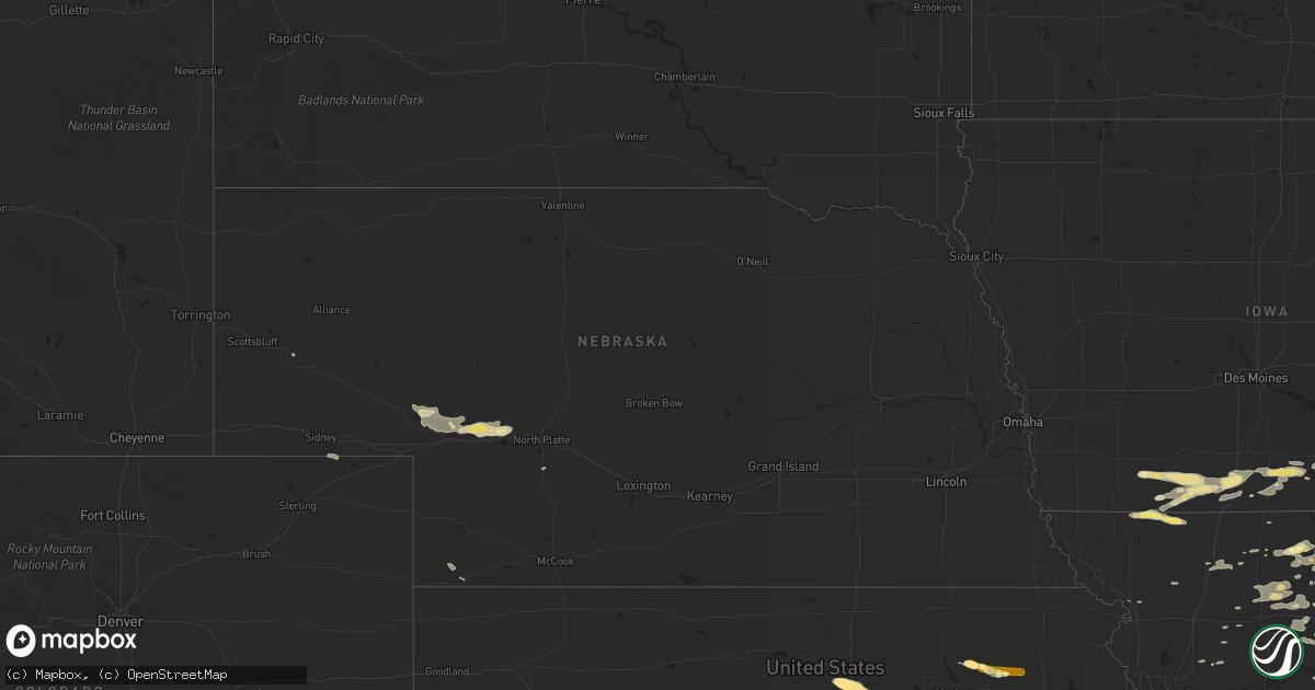 Hail map in Nebraska on June 7, 2015