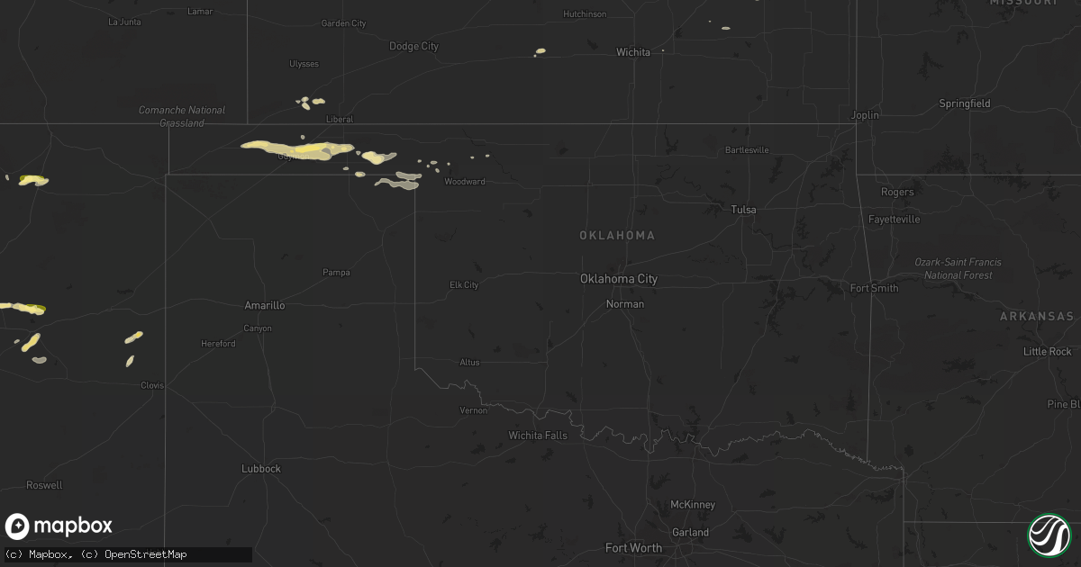 Hail map in Oklahoma on June 7, 2015