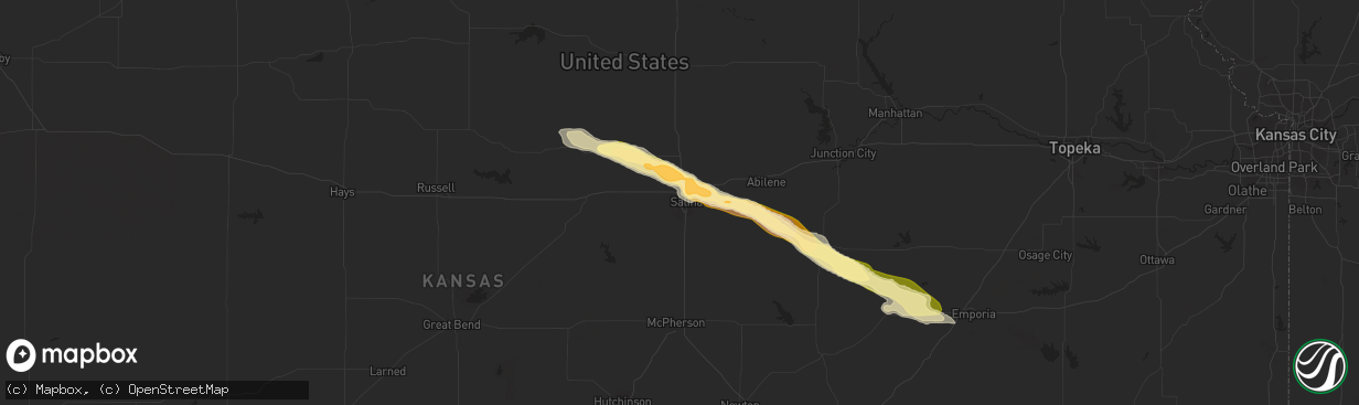 Hail map in Salina, KS on June 7, 2015