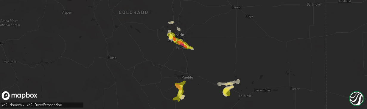 Hail map in Fountain, CO on June 7, 2016