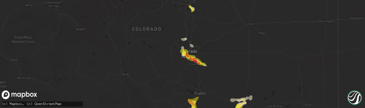 Hail map in Manitou Springs, CO on June 7, 2016