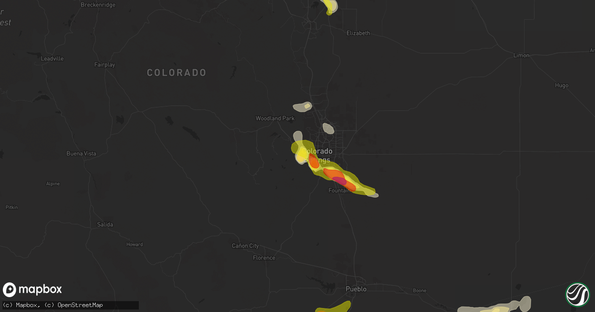 Hail map in Manitou Springs, CO on June 7, 2016