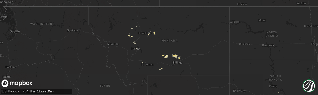 Hail map in Montana on June 7, 2016