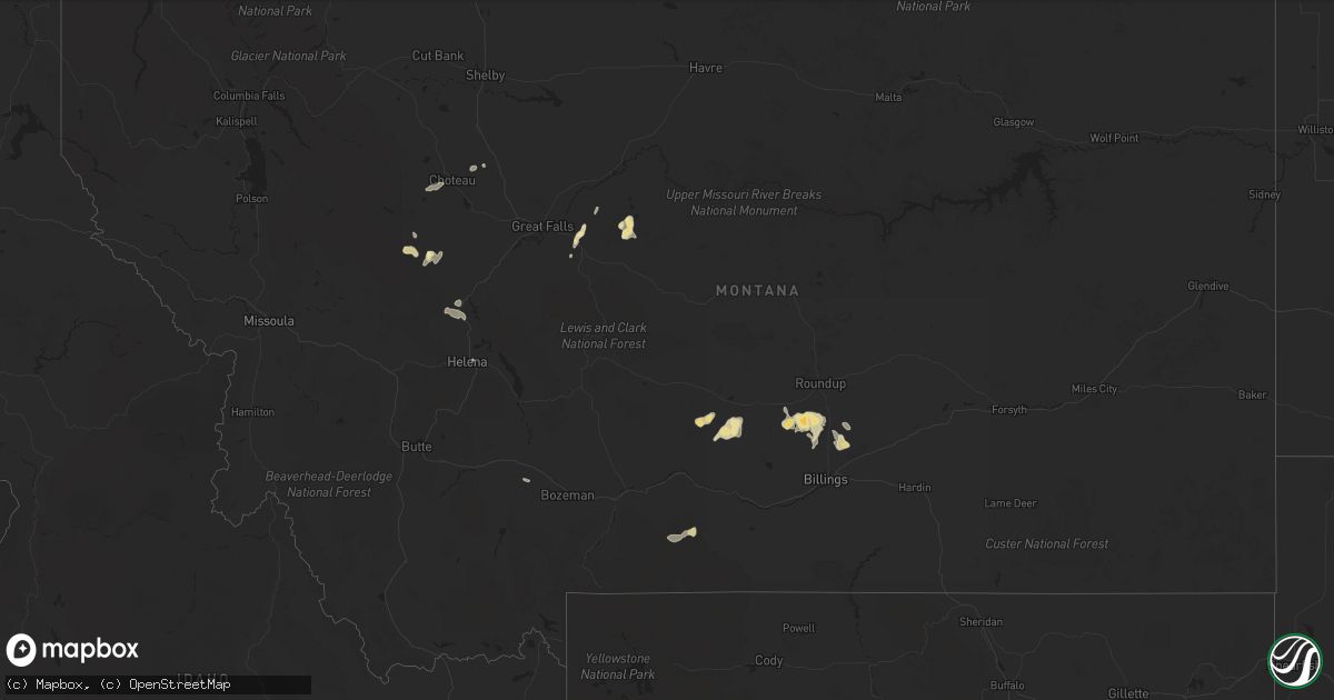 Hail map in Montana on June 7, 2016
