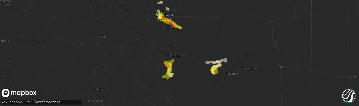 Hail map in Pueblo, CO on June 7, 2016