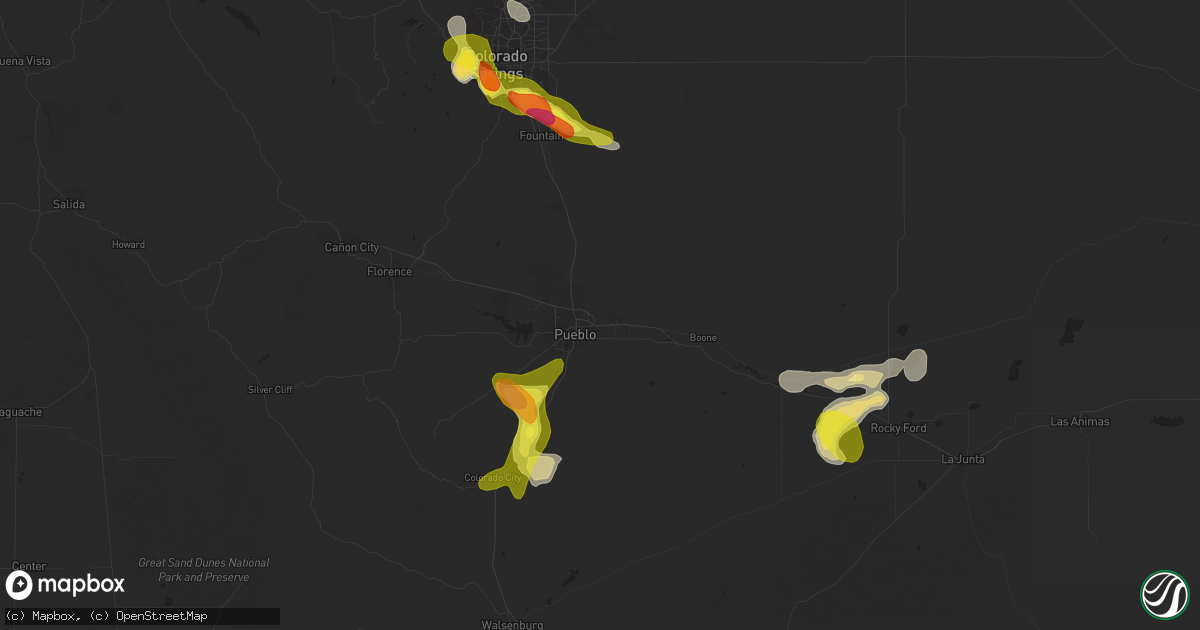 Hail map in Pueblo, CO on June 7, 2016