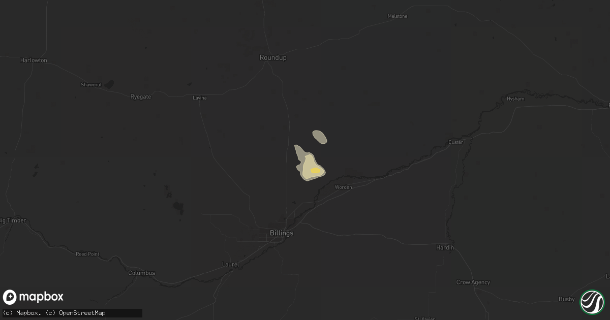 Hail map in Shepherd, MT on June 7, 2016