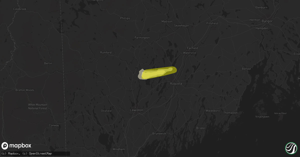 Hail map in Wayne, ME on June 7, 2016