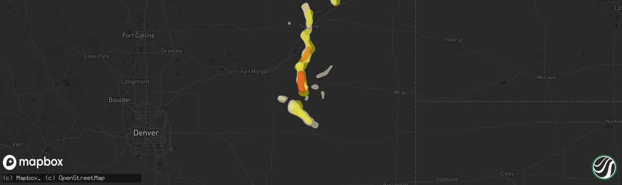 Hail map in Akron, CO on June 7, 2017