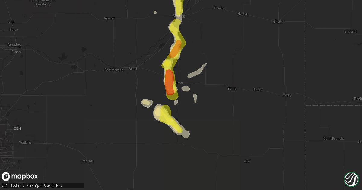 Hail map in Akron, CO on June 7, 2017