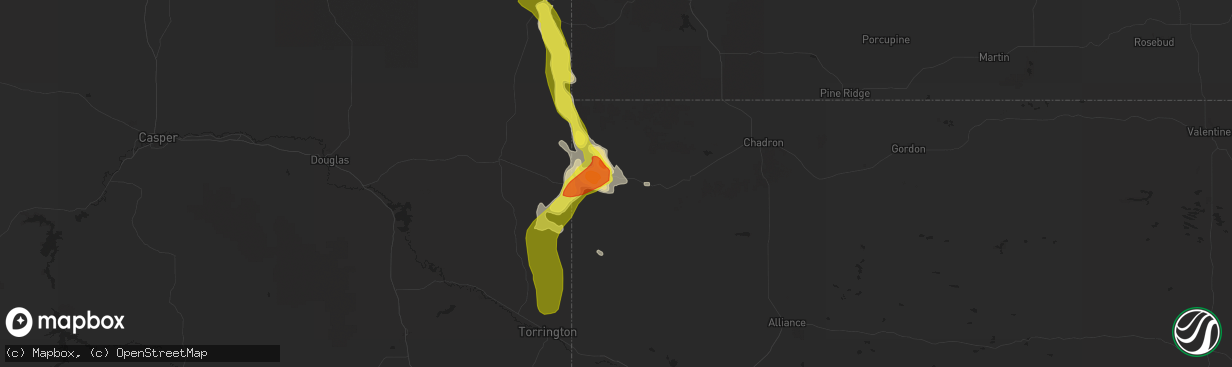 Hail map in Harrison, NE on June 7, 2017