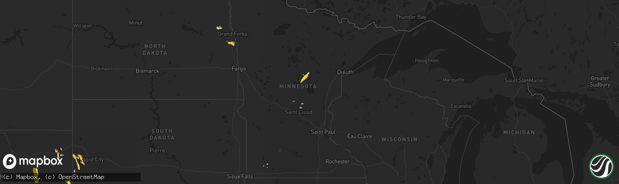 Hail map in Minnesota on June 7, 2017