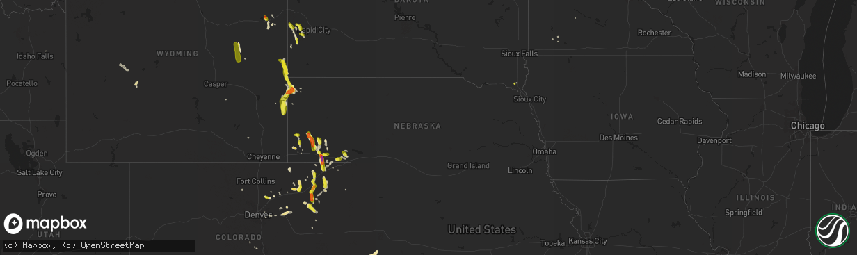 Hail map in Nebraska on June 7, 2017