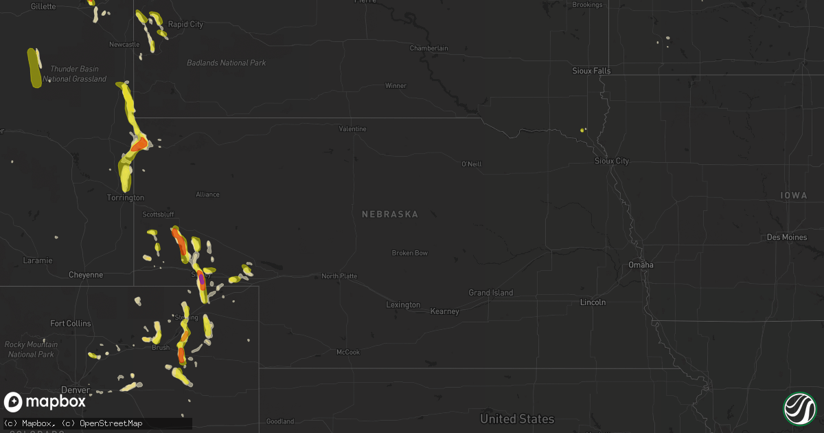 Hail map in Nebraska on June 7, 2017