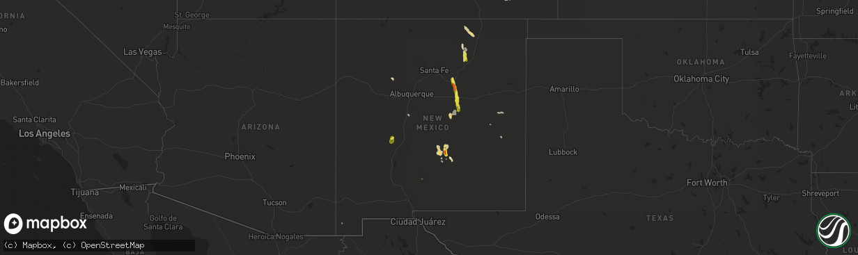 Hail map in New Mexico on June 7, 2017