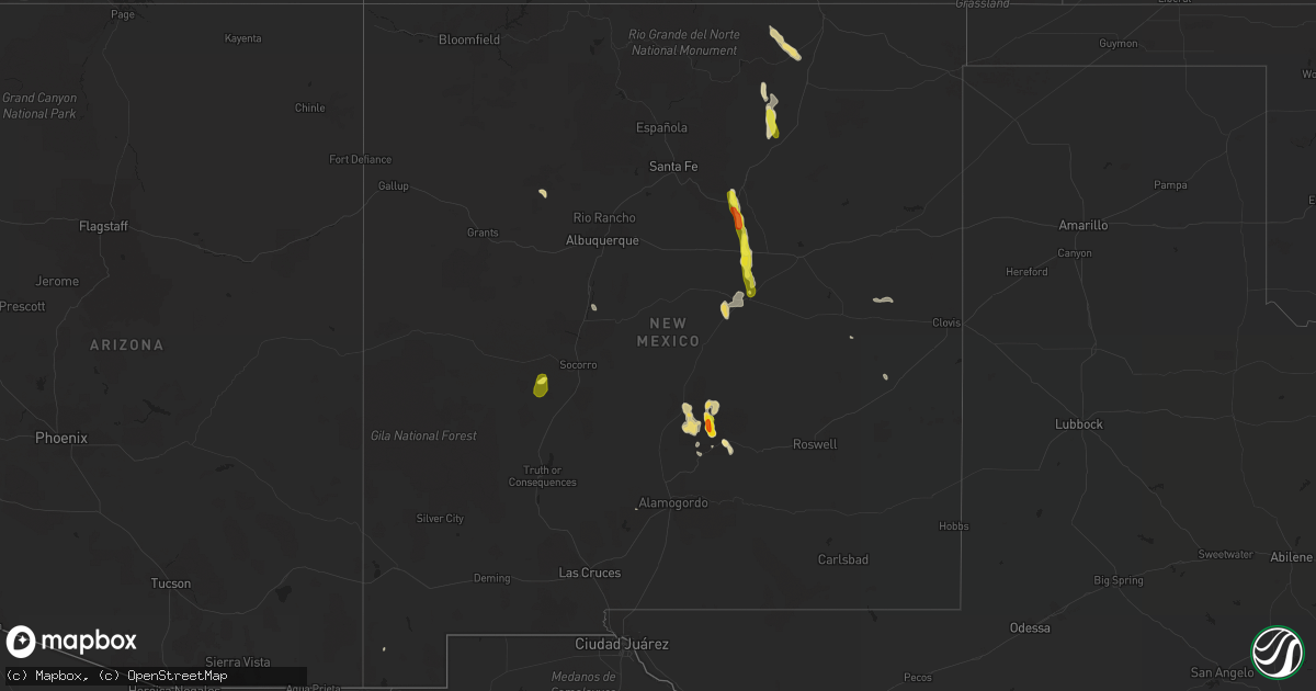Hail map in New Mexico on June 7, 2017