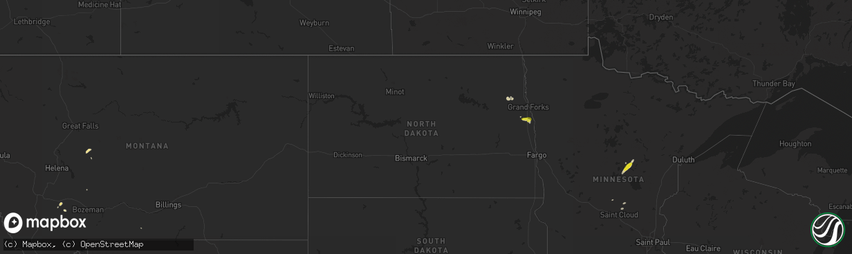 Hail map in North Dakota on June 7, 2017