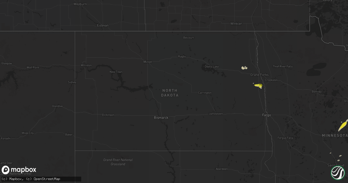 Hail map in North Dakota on June 7, 2017