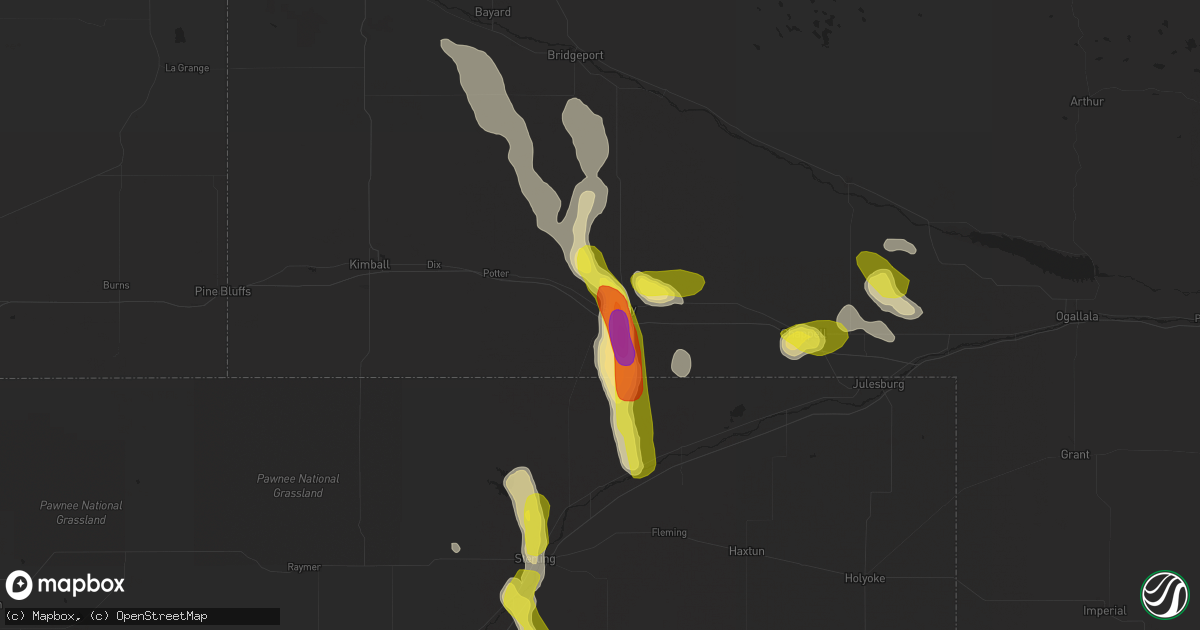 Hail map in Sidney, NE on June 7, 2017
