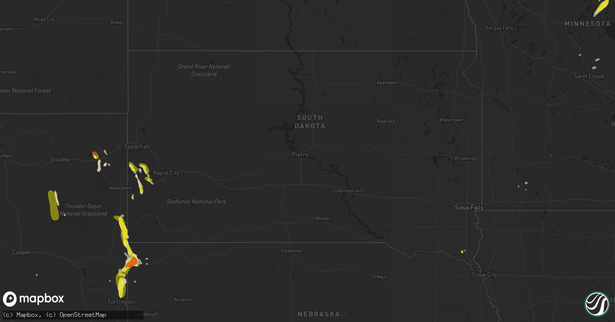 Hail map in South Dakota on June 7, 2017