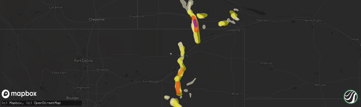 Hail map in Sterling, CO on June 7, 2017